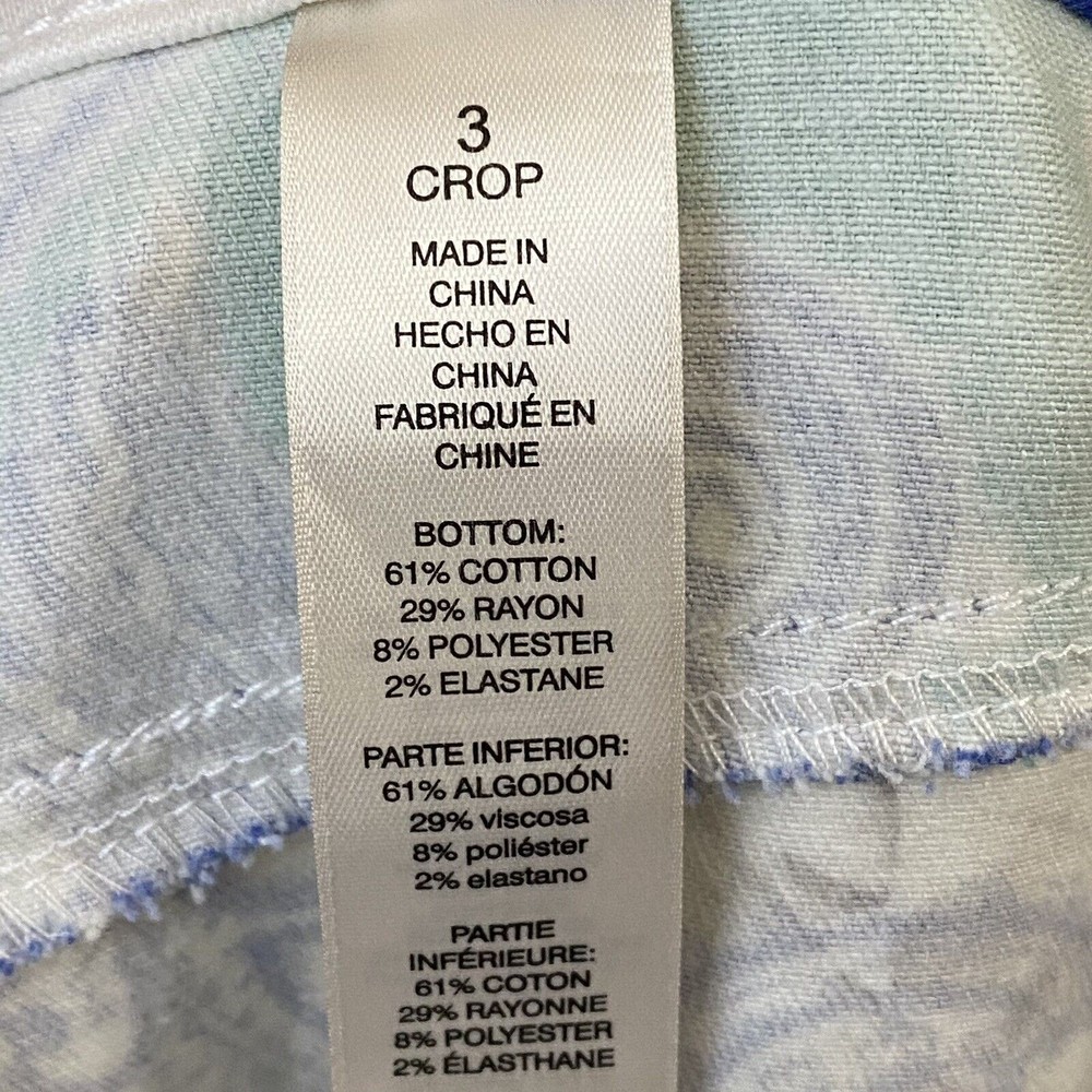 Chico's Platinum Crop Pants Size 3 XL 16 Green White Paisley FLAWED - Picture 8 of 10